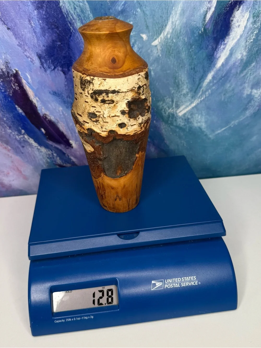 Hand Turned Live Edge Wood Bud Vase Folk Art Sculpture Vintage Burl Cottagecore